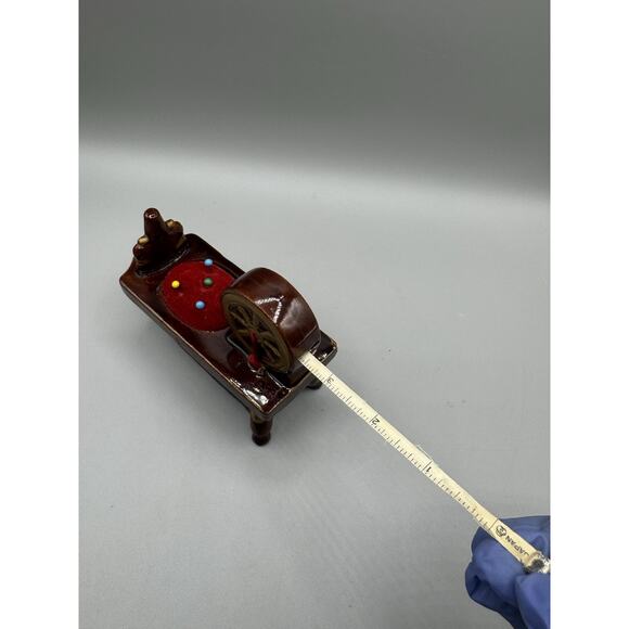 Enesco Spinning Wheel Pin Cushion, Tape Measure, Thimble Holder Vintage - Picture 6 of 11